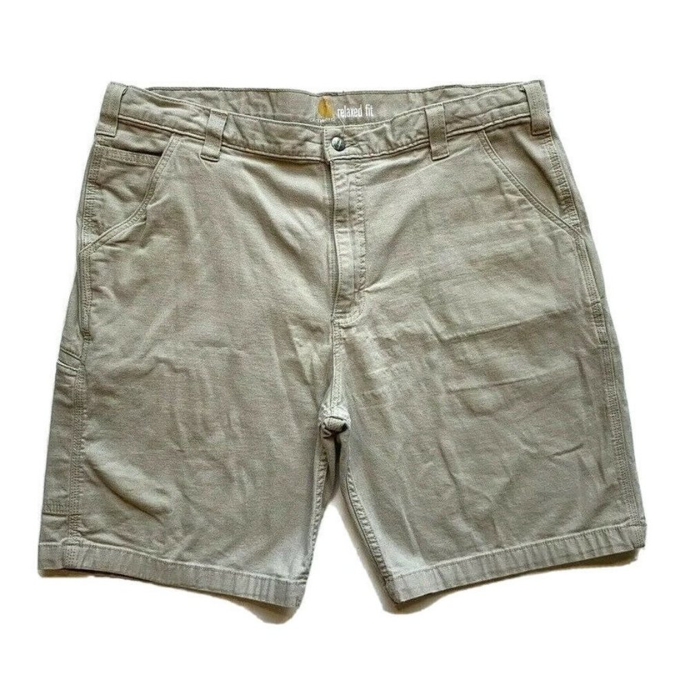 Carhartt Cargo‎ Shorts Mens 40 Canvas Relaxed Fit Stretch Utility Outdoor Khaki - Picture 2 of 12